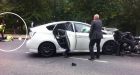 Prince Harry's police motorbike outrider crashes head-on into taxi